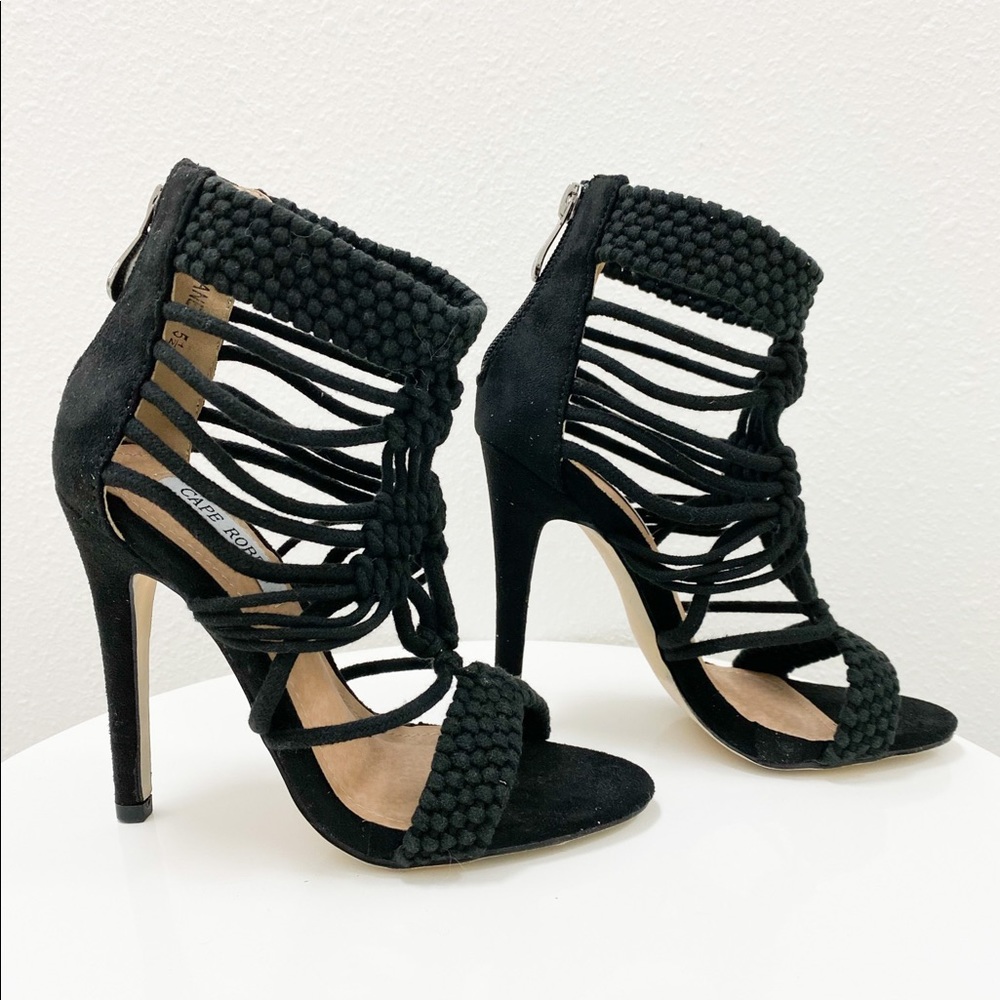 Woven Black Heels - Picture 2 of 5